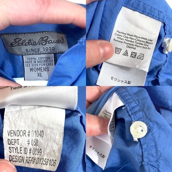 Vintage 90’s Eddie Bauer Blue Short Sleeve Button Up Top Size Extra Large - Picture 8 of 15